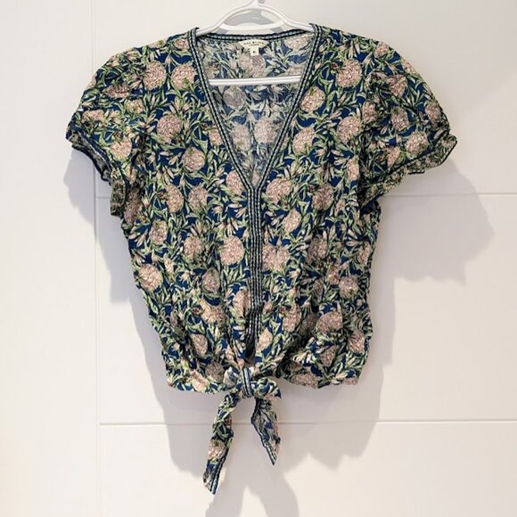 (XL) Max Studio Tie Front Blouse Floral - Picture 1 of 9